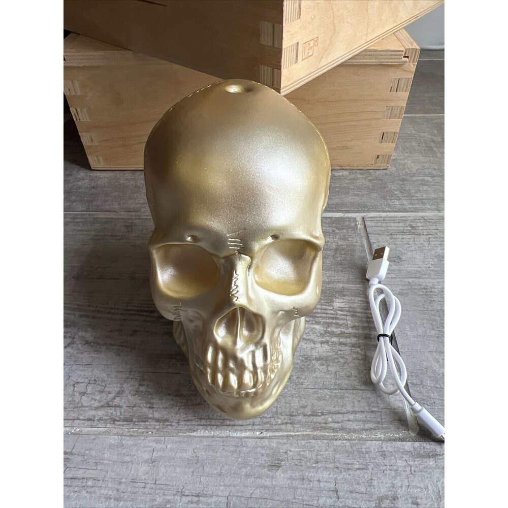 MAHLI Metallic Gold Colored Skull Diffuser Scent Aromatherapy Decor Bedroom Home